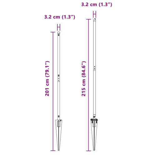 Стълб за ограда. Друг 26 pcs Сив 3,2 x 3,2 x 170 см Стомана