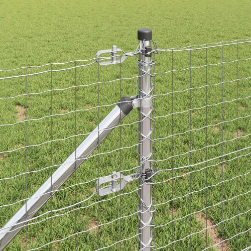 Стълб за ограда. Друг 52 pcs Сив 3,2 x 3,2 x 100 см Стомана