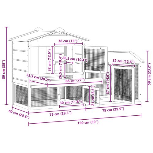 Кокошарник Кафяво 150 x 60 x 89 cm