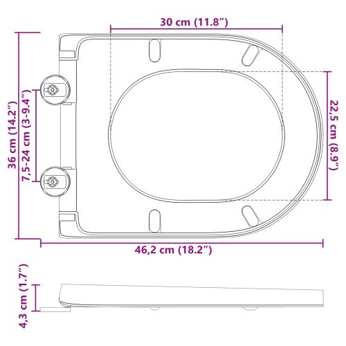 Бързо освобождаваща тоалетна седалка Антрацит