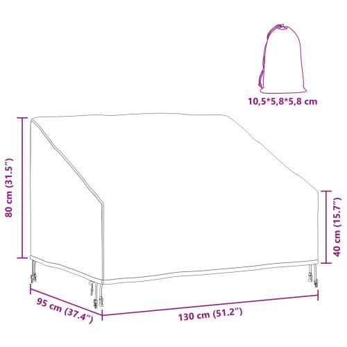 Калъф за градинска пейка Черно 130 x 95 x 40 / 80 см 600D плат