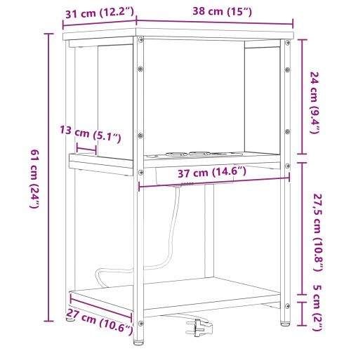 Нощен шкаф 2 pcs Сонома дъб 38 x 31 x 61 см Инженерно дърво