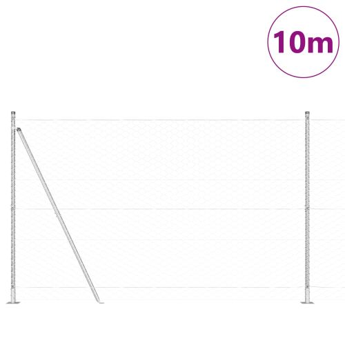Оградa с колчета Сребрист 1.5 x 10 m Покрит със PVC стомана