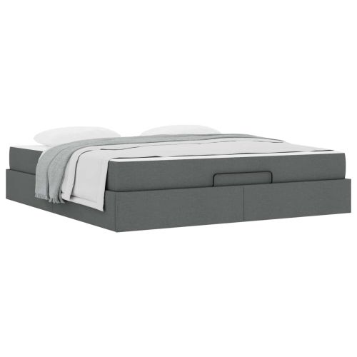 Рамка за легло със съхранение Тъмносив 180 x 200 cm текстил