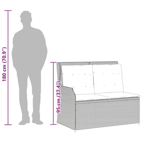 Градинска пейка с възглавница Сив Полиратан