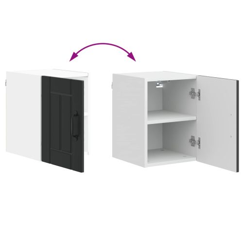 Кухненски шкаф 2 pcs Черно 30 x 31 x 40 см Инженерно дърво