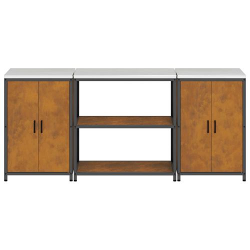 Комплект за кухненско съхранение с рафт 3 pcs Ръждясало Стомана