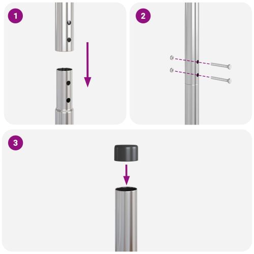 Оградни стълбове 2 pcs Сребрист Прахово покритие стомана
