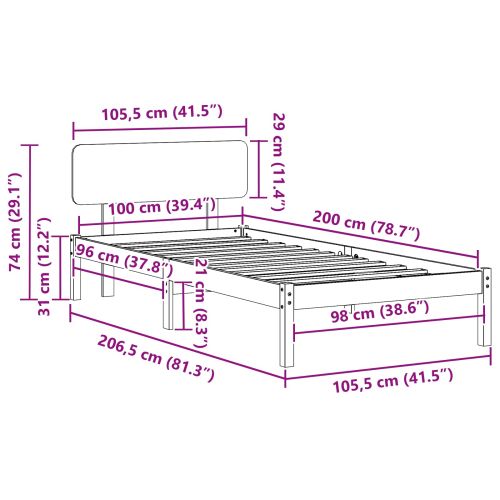 Рамка за легло с таблото Кафяво с восъчно покритие 100 x 200 cm