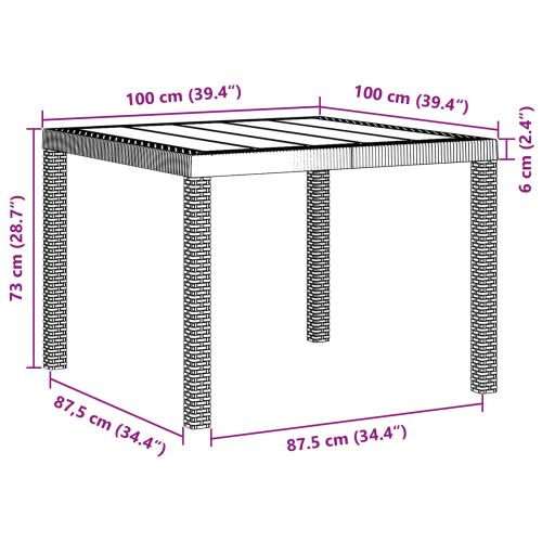 Градинска маса за хранене Светлосиво 100 x 100 x 73 см