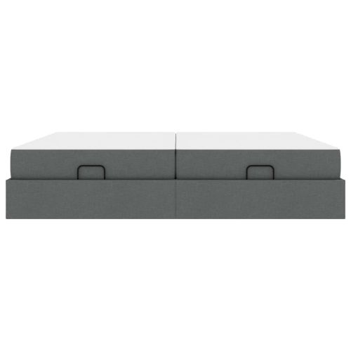 Рамка за легло със съхранение Тъмносив 200 x 200 cm текстил