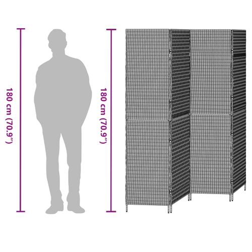 Разделител за стая Сив 195 x 180 см полиратан