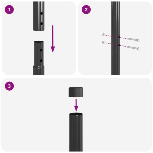 Оградни стълбове 2 pcs Сив Прахово покритие стомана