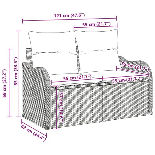 Градински Софа Комплект със съхранение 11 pcs Черно Полиратан