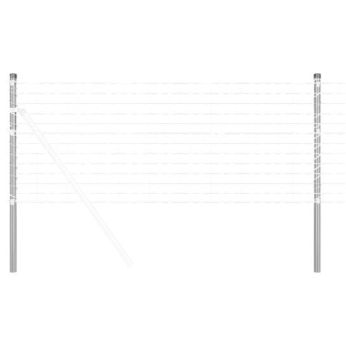 Оградни стълбове 2 pcs Сребрист 100 cm Прахово покритие стомана