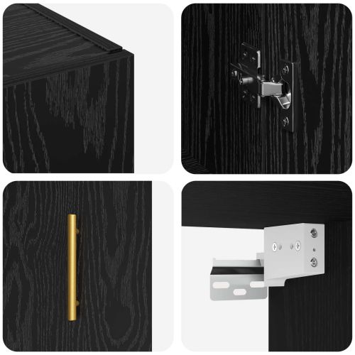 Стенно шкафче 2 pcs Черния дъб 69,5 x 34 x 90 см