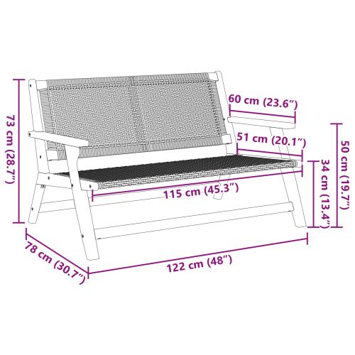 Градинска мебел Сив 122 x 78 x 73 см Масивна акациева дървесина