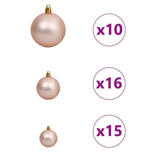 Обратен Изкуствен Предварително осветен Коледен Дърво с Комплект Топки