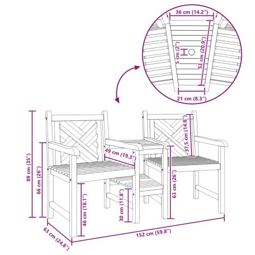 Outdoor столчета Кафяво 152 x 63 x 89 см Тиково дърво масив
