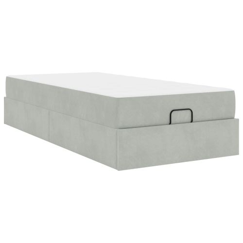 Рамка за легло с матрак Светлосиво 100 x 200 cm Кадифе