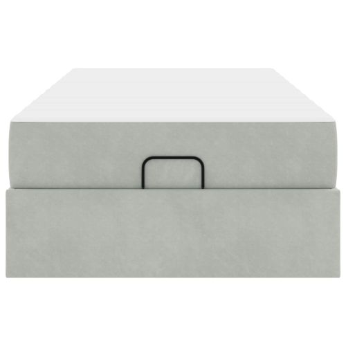 Рамка за легло с матрак Светлосиво 100 x 200 cm Кадифе