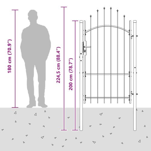 Градинска врата с заключване Сив 100 x 175 cm Стомана