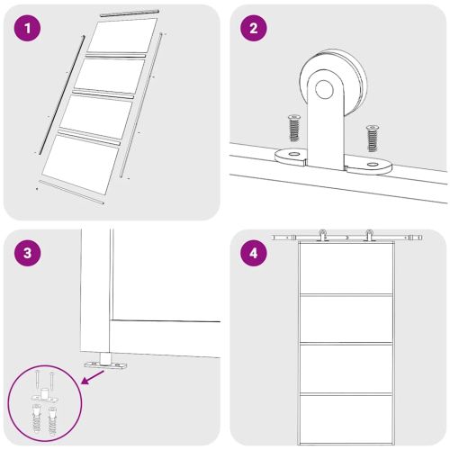 Плъзгаща се врата, ESG стъкло и алуминий, 102,5x205 см, бяла