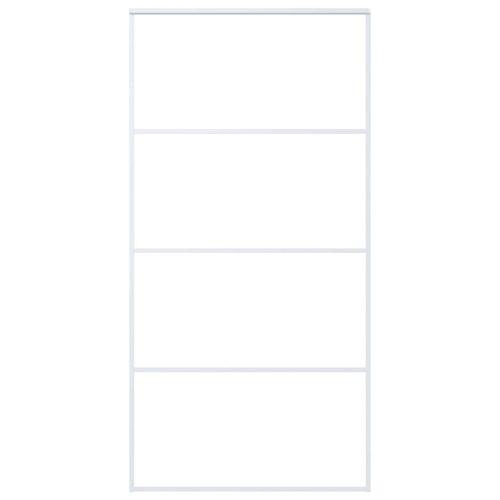 Плъзгаща се врата, ESG стъкло и алуминий, 102,5x205 см, бяла