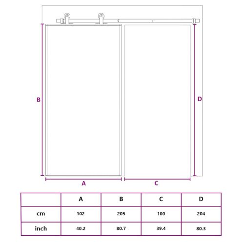 Плъзгаща се врата, ESG стъкло и алуминий, 102,5x205 см, бяла