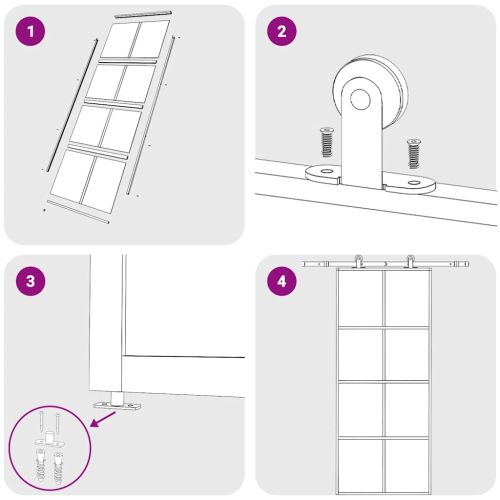 Плъзгаща се врата матирано ESG стъкло и алуминий 90x205 см бяла