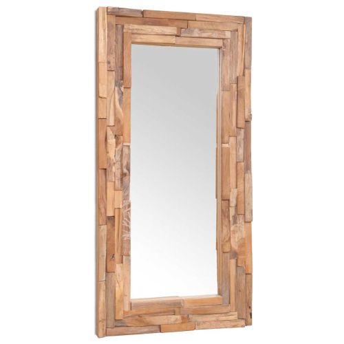 Декоративно огледало, тиково дърво, 120x60 см, правоъгълно