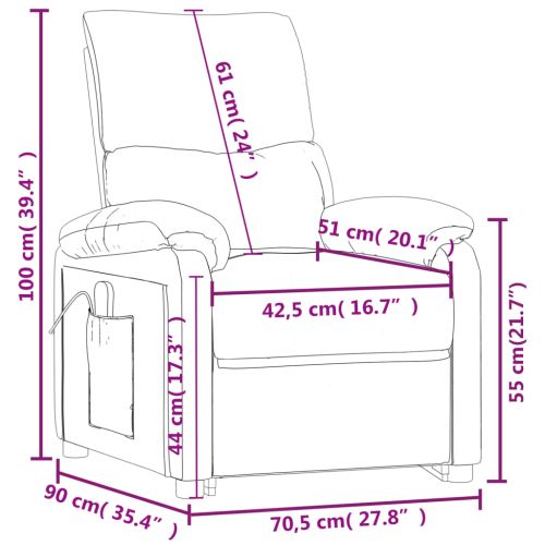 Електрически стол реклайнер, виненочервен, текстил
