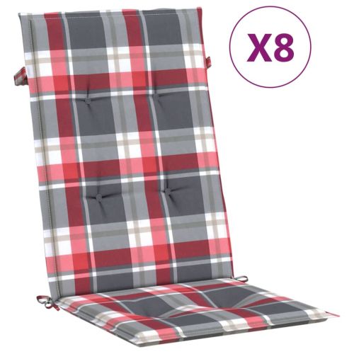Наклоняеми градински столове с възглавници, 8 бр, тик масив