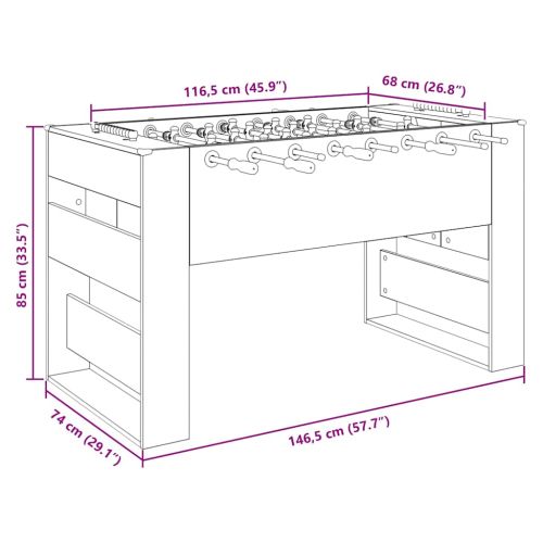 Футболна маса 2 pcs Циментено сиво 146,5 x 74 x 85 см