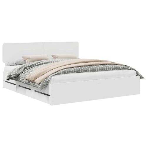 Рамка за легло с чекмедже Бяло 180 x 200 cm Инженерна дървесина