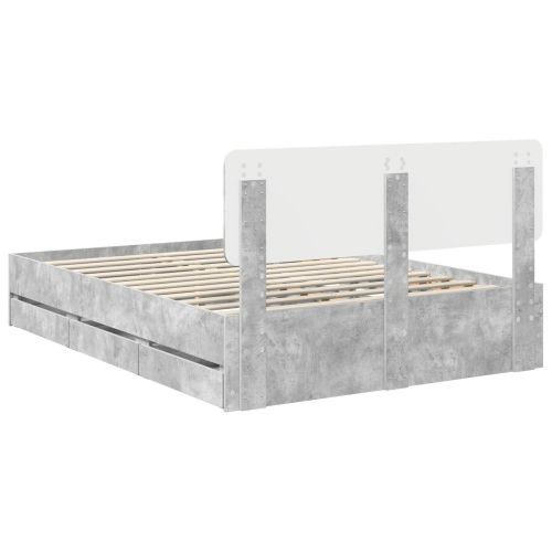 Рамка за легло Циментено сиво 160 x 200 cm Инженерна дървесина