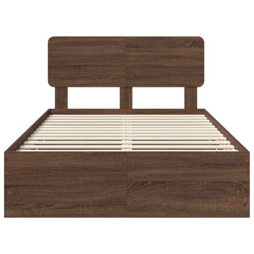 Рамка за легло Кафяв дъб 135 x 190 cm Инженерна дървесина