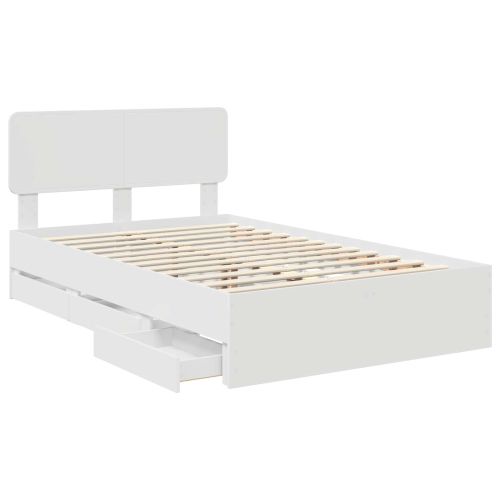 Рамка за легло с чекмедже Бяло 120 x 190 cm Инженерна дървесина