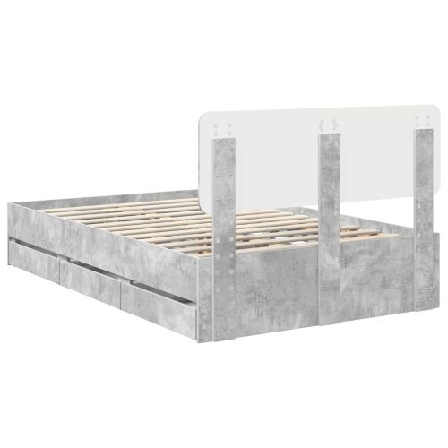Рамка за легло Циментено сиво 120 x 190 cm Инженерна дървесина