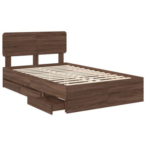 Рамка за легло Кафяв дъб 120 x 200 cm Инженерна дървесина