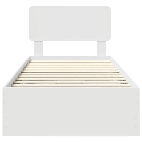 Рамка за легло с чекмедже Бяло 90 x 190 cm Инженерна дървесина