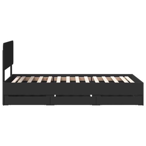 Рамка за легло с чекмедже Черно 90 x 200 cm Инженерна дървесина