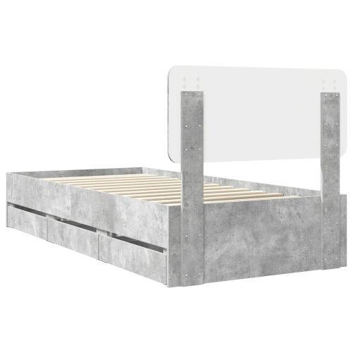 Рамка за легло Циментено сиво 90 x 200 cm Инженерна дървесина
