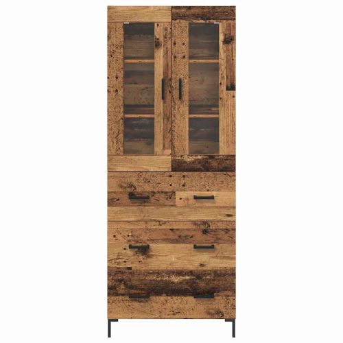 Висок шкаф 2 pcs Старо дърво 69,5 x 34 x 180 см Инженерно дърво