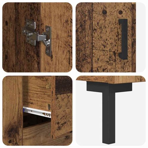 Висок шкаф 2 pcs Старо дърво 69,5 x 34 x 180 см Инженерно дърво