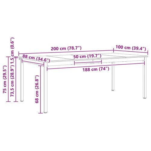 Трапезна маса Бяло 200 x 100 x 75 cm Солидно борово дърво