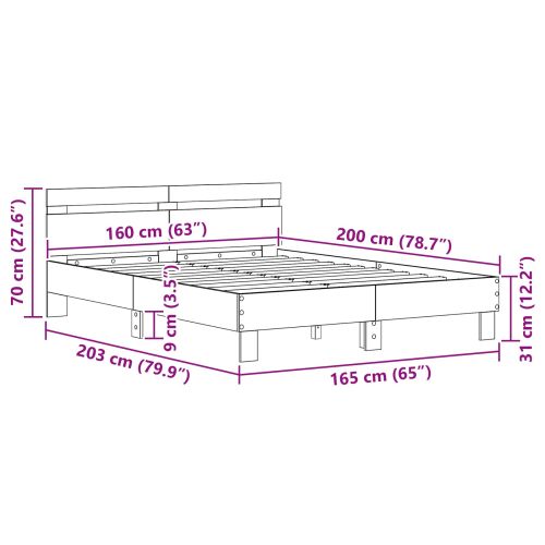 Рамка за легло Черния дъб 160 x 200 cm Инженерно дърво