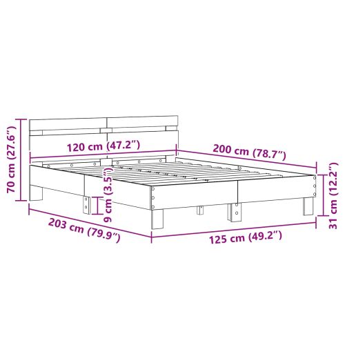Рамка за легло с таблото Дъб 120 x 200 cm Инженерно дърво