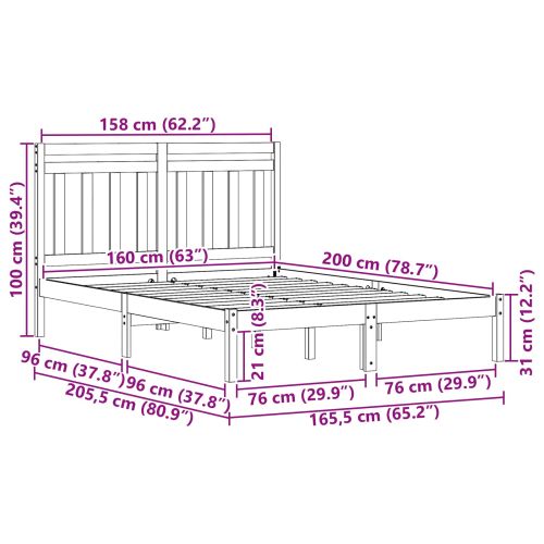 Рамка за легло 2 pcs Кафяво с восъчно покритие 160 x 200 cm