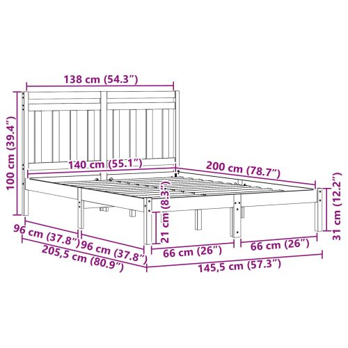 Рамка за легло 2 pcs Кафяво с восъчно покритие 140 x 200 cm